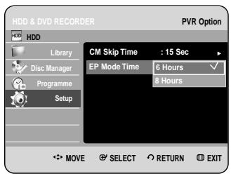 SAMSUNG DVD-HR734A - Press the buttons to select PVR Option, then press the OK or button. PVR Option menu will be displayed. - 2