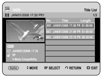 SAMSUNG DVD-HR734A - Using the TITLE LIST button - 1