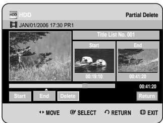SAMSUNG DVD-HR734A - Press the OK button at the end point. The image and end point time is displayed in the Section deletion ending point window. - 1