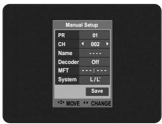 SAMSUNG DVD-HR734A - Presetting Channels with the Manual Setup function - 6