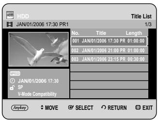 SAMSUNG DVD-HR734A - Using the TITLE LIST button - 1
