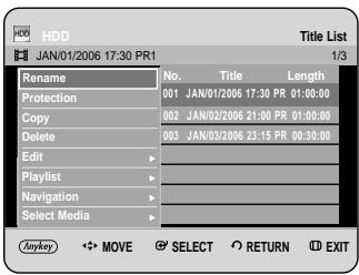 SAMSUNG DVD-HR734A - Press the buttons to select an entry you want to play from Title List, then press the ANYKEY button. - 1