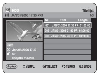 SAMSUNG DVD-HR734A - Druk in de stopstand/afspeelstand op de toets TITLE LIST. - 1