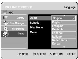 SAMSUNG DVD-HR734A - Press the buttons to select the desired language option, press the OK or button. - 1