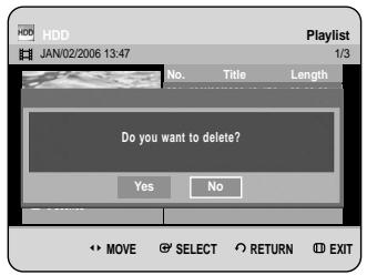 SAMSUNG DVD-HR734A - Press the buttons to select Delete, then press the OK or button. - 1