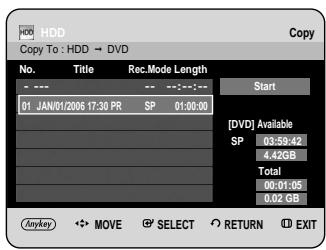 SAMSUNG DVD-HR734A - Previewing a Selected Title from the Copy List - 1