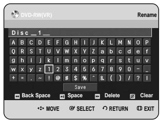 SAMSUNG DVD-HR734A - Editing the Disc Name - 6