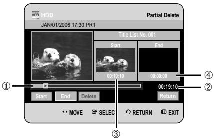 SAMSUNG DVD-HR734A - Press the OK button at the starting point. The image and starting point time is displayed in the section deletion starting point window. - 2