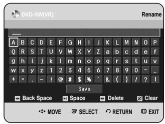 SAMSUNG DVD-HR734A - Editing the Disc Name - 5