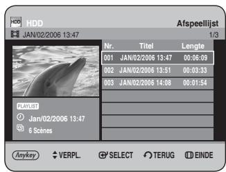 SAMSUNG DVD-HR734A - Druk in de stopstand/afspeelstand op de toets PLAY LIST. - 1