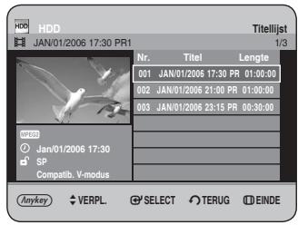 SAMSUNG DVD-HR734A - Druk in de stopstand/afspeelstand op de toets TITLE LIST. - 1
