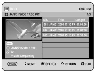 SAMSUNG DVD-HR734A - Using the TITLE LIST button - 1