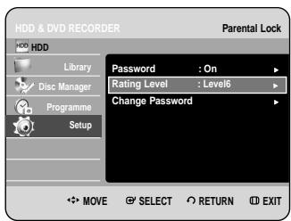 SAMSUNG DVD-HR734A - Setting the Rating Level - 2
