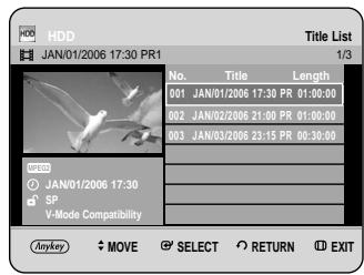 SAMSUNG DVD-HR734A - Using the TITLE LIST button - 1