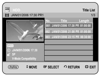 SAMSUNG DVD-HR734A - Using the TITLE LIST button - 1