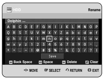 SAMSUNG DVD-HR734A - Press the buttons to select the title you want to Rename from the Playlist, then press the ANYKEY button. - 3