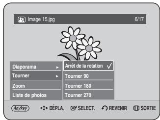 Image 15.jpg 6/17 Diaporama Arrêt de la rotation Tourner Tourner 90 Zoom Tourner 180 Liste de photos Tourner 270 Anykey DéPLA. SELECT. REVENIR SORTIE