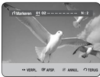F# Markeren 01 02 N : 2 ♦ VERPL. Ⓔ AFSP. √ ANNUL. ○ TERUG