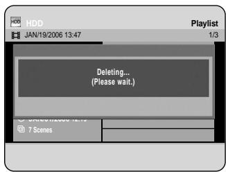 HDD JAN/19/2006 13:47 1/3 Deleting... (Please wait.) 7 Scenes
