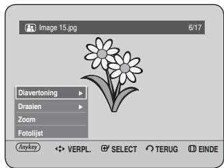 Image 15.jpg 6/17 Diavertoning Draaien Zoom Fotolijst Anykey VERPL. SELECT TERUG EINDE