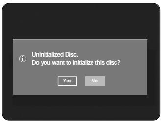 ① Uninitialized Disc. Do you want to initialize this disc? Yes No