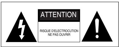 ATTENTION RISQUE D'ÉLECTROCUTION NE PAS OUVRIR