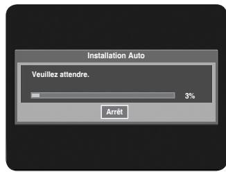 Installation automatique. Veuillez patienter. 3% Arrêt