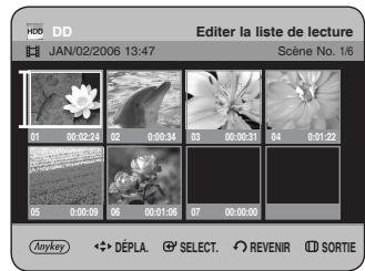 HOO DD JAN/02/2006 13:47 Editor la liste de lecture Scène No. 1/6 01 00:02:24 02 00:04:34 03 00:00:51 04 01:22 05 00:08:08 06 00:01:05 07 00:00:00 Anykey Dépla. SELECT. REVENIR SORTIE