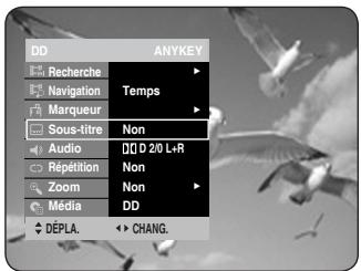 DD ANYKEY Recherche Navigation Temps Marqueur Non Sous-titre Audio DQ D 2/0 L•R Répétition Non Zoom Non Media DD DéPLA. CHANG.