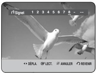 F® Signet 1 2 3 4 5 6 7 8 - -- ► DÉPLA. Ⓧ LECT. Ⓧ ANNULER Ⓧ REVENIR