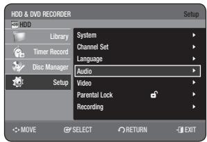 SAMSUNG DVD-HR770 - SETTING UP THE AUDIO OPTIONS - 1