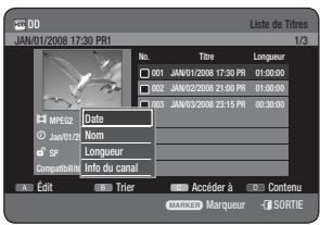 SAMSUNG DVD-HR770 - UTILISATION DE LA FONCTION TRIER (LISTE DE TITRES) - 5