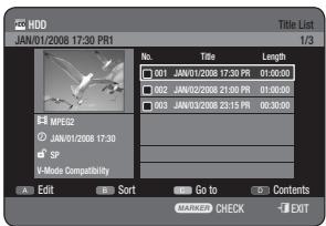 SAMSUNG DVD-HR770 - Using the TITLE LIST button - 1