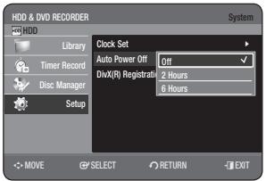 SAMSUNG DVD-HR770 - Auto Power Off Setting - 1