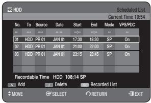 SAMSUNG DVD-HR770 - Editing the Scheduled List - 1
