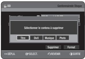 SAMSUNG DVD-HR770 - Suppression de tous les titres/des fichiers de DivX/des fichiers de musique/des fichiers de photos - 2