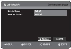 SAMSUNG DVD-HR770 - Arrêt finalisation d'un disque (mode V/VR) - 2