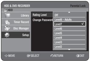 SAMSUNG DVD-HR770 - Setting the Rating Level - 1