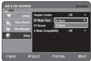SAMSUNG DVD-HR770 - EP Mode Time Setting - 1