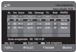 SAMSUNG DVD-HR770 - Modification de la liste d'enregistrements programmés - 1