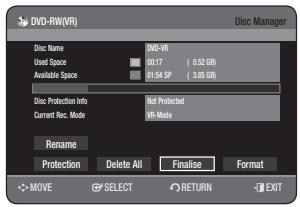 SAMSUNG DVD-HR770 - Finalising a Disc - 3