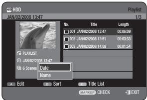 SAMSUNG DVD-HR770 - Using the Sort ( Playlist) - 2
