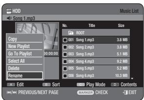 SAMSUNG DVD-HR770 - CHANGING THE NAME OF MUSIC/PHOTO/DIVX FILE - 2