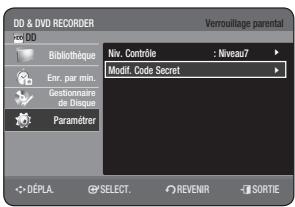 SAMSUNG DVD-HR770 - A propos du changement du code secret - 1