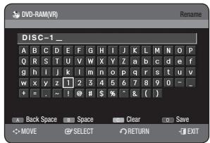 SAMSUNG DVD-HR770 - Editing the Disc Name - 6