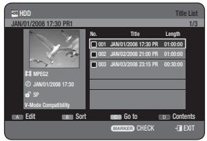 SAMSUNG DVD-HR770 - Using the TITLE LIST button - 1