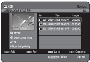 SAMSUNG DVD-HR770 - Using the TITLE LIST button - 1