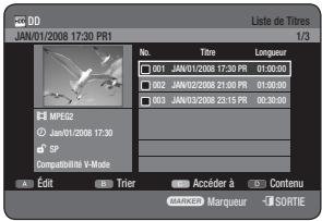 SAMSUNG DVD-HR770 - Utilisation du bouton TITLE LIST - 1