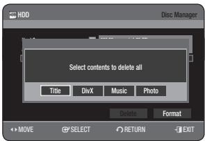 SAMSUNG DVD-HR770 - Delete All Title Lists/DivX Lists /Music Lists/Photo Lists - 3