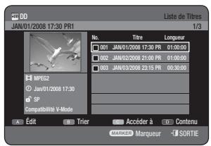 SAMSUNG DVD-HR770 - Utilisation du bouton TITLE LIST - 1